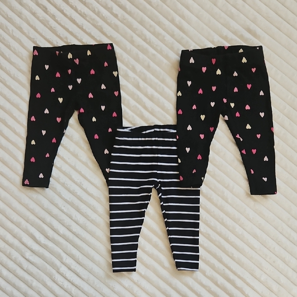 Carter's Newborn Black Heart and Stripe Leggings Set